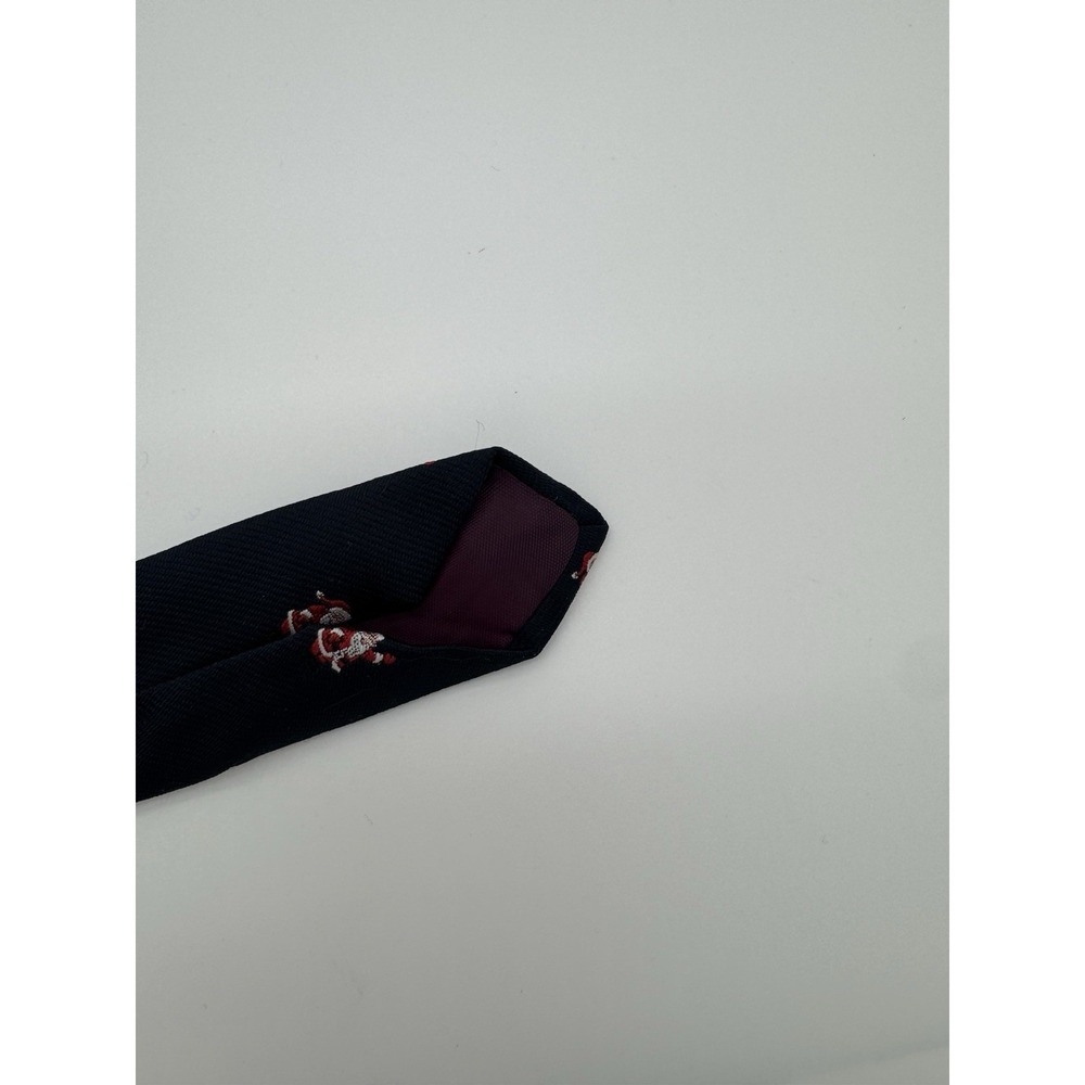 Renleigh Christmas Santa Tie Navy Blue Silk Blend Novelty Holiday Tie Classic - Picture 8 of 10